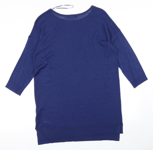 M&S Womens Blue Knit Pullover Jumper Size 12