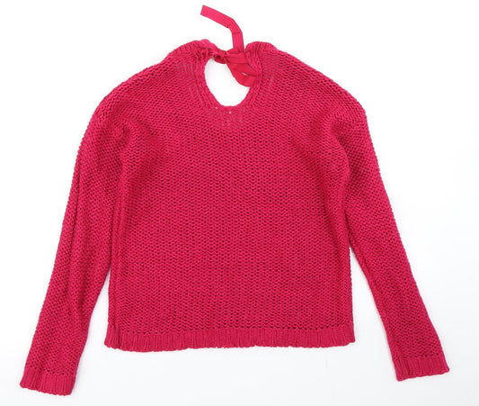 Easy Wear Womens Pink Knit Pullover Jumper Size S