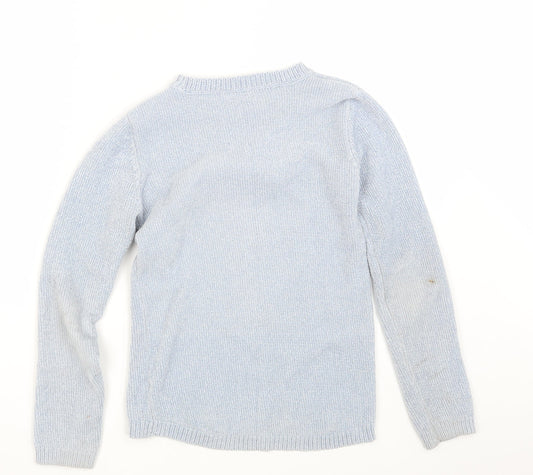M & Co. Girls Blue Pullover Jumper Size 11-12 Years - Unicorn