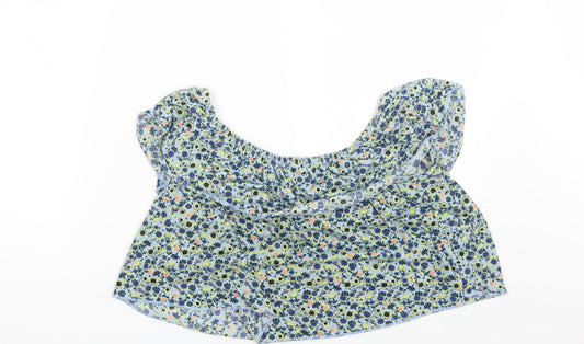 Topshop Womens Blue Floral Basic Blouse Size 8