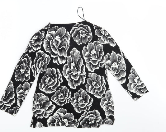 Papaya Womens Black Floral Pullover Jumper Size 8
