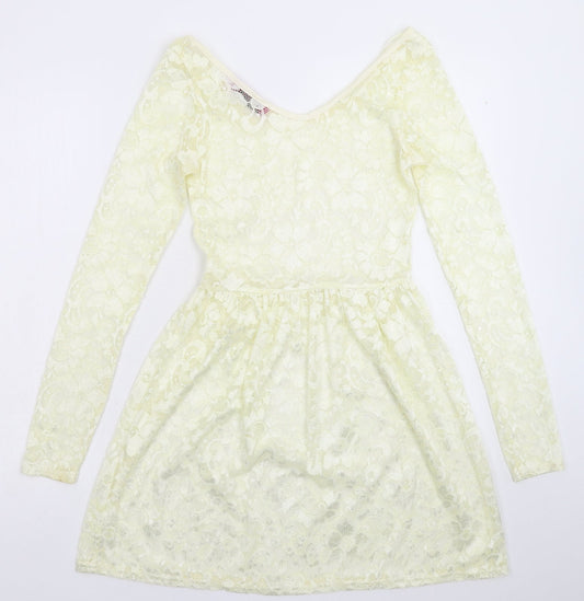 Boohoo Womens White Lace Fit & Flare Size 8
