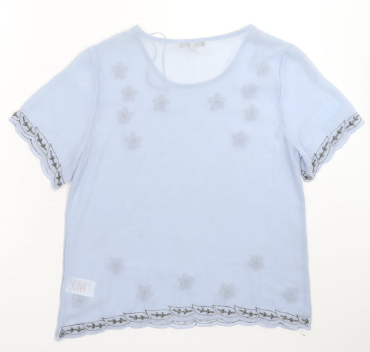 Peacocks Womens Blue Basic T-Shirt Size 10