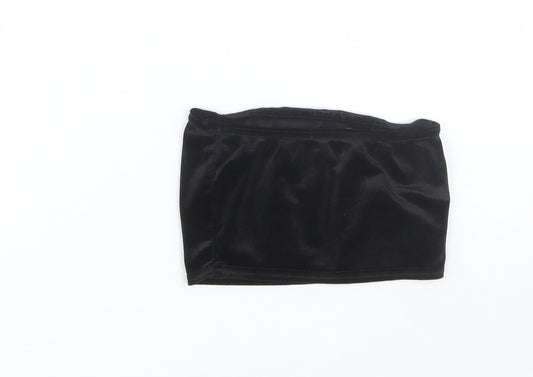 PRETTYLITTLETHING Womens Black Cropped T-Shirt Size 6
