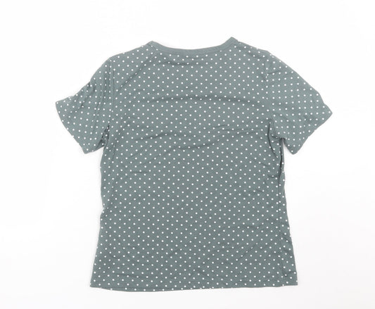 Preworn Womens Grey Polka Dot Basic T-Shirt Size 10