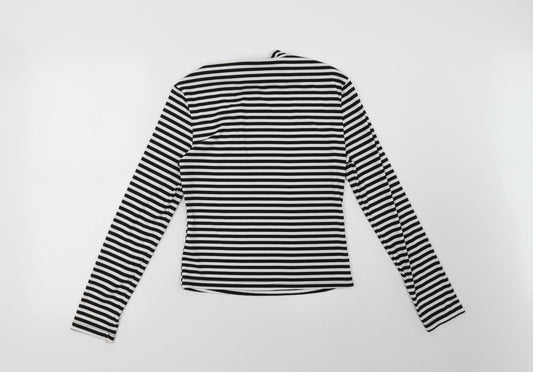 shain Womens White Striped Pullover Sweatshirt Size L