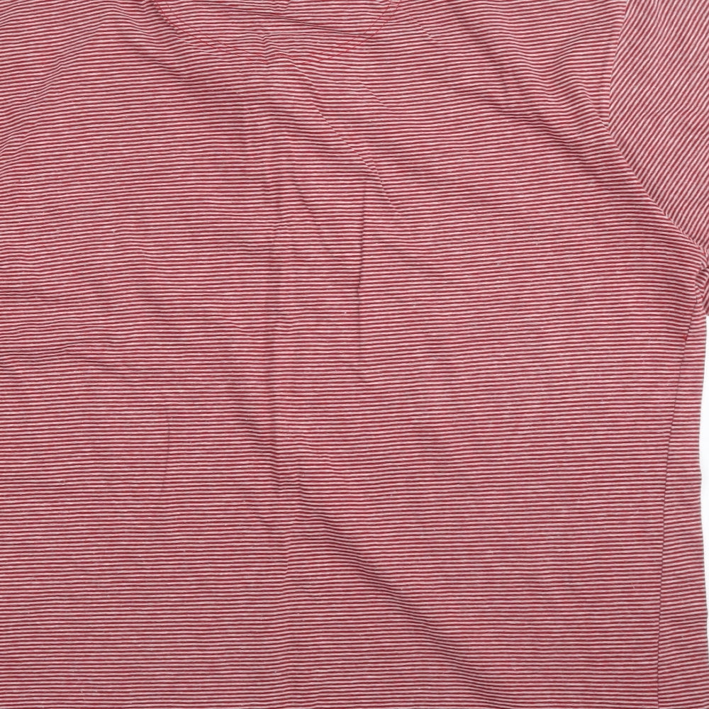 Oak Valley Mens Red Striped Polo Size L