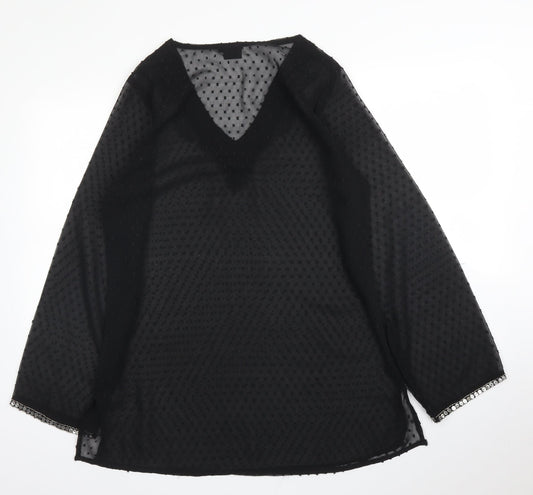 Kushi Womens Black Kimono Blouse Size 10