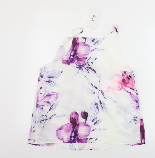Yoins Womens White Floral Basic Blouse Size S
