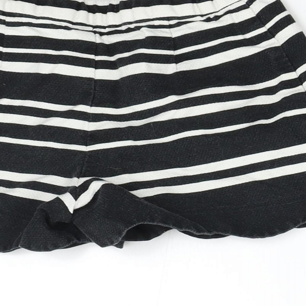 M&S Girls Black Striped Hot Pants Shorts Size 5-6 Years