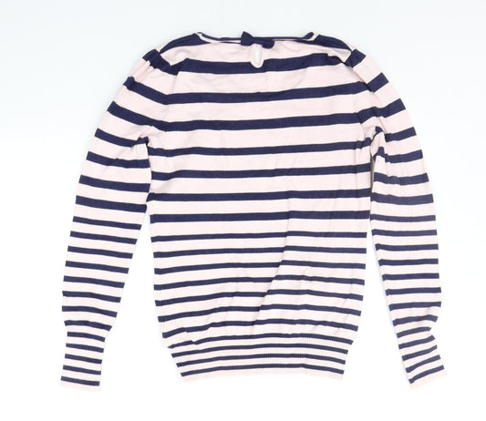LCW Casual Womens Pink Striped Pullover Jumper Size M