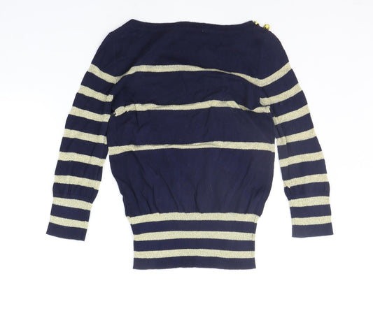 a wear Womens Blue Striped Pullover Jumper Size 10