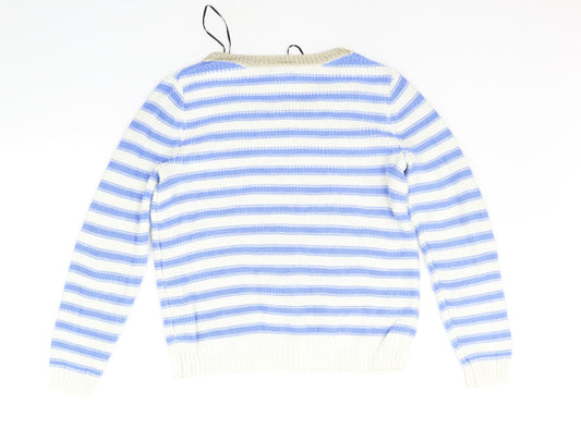 H&M Womens Blue Striped Henley Jumper Size S