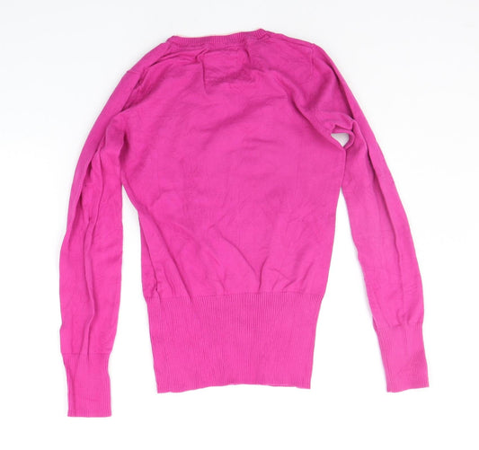 H&M Girls Pink Geometric Pullover Jumper Size 13-14 Years