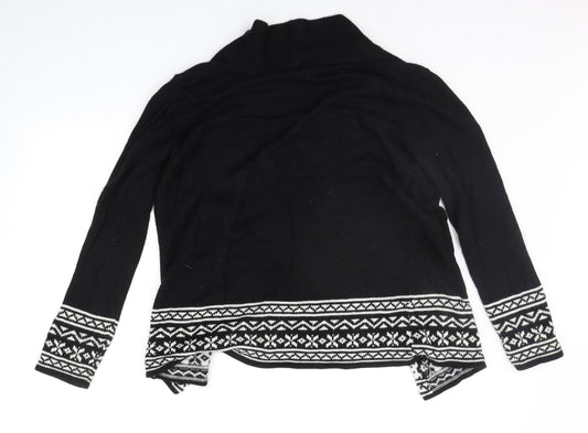 BM COLLECTION Womens Black Geometric Cardigan Jumper Size S