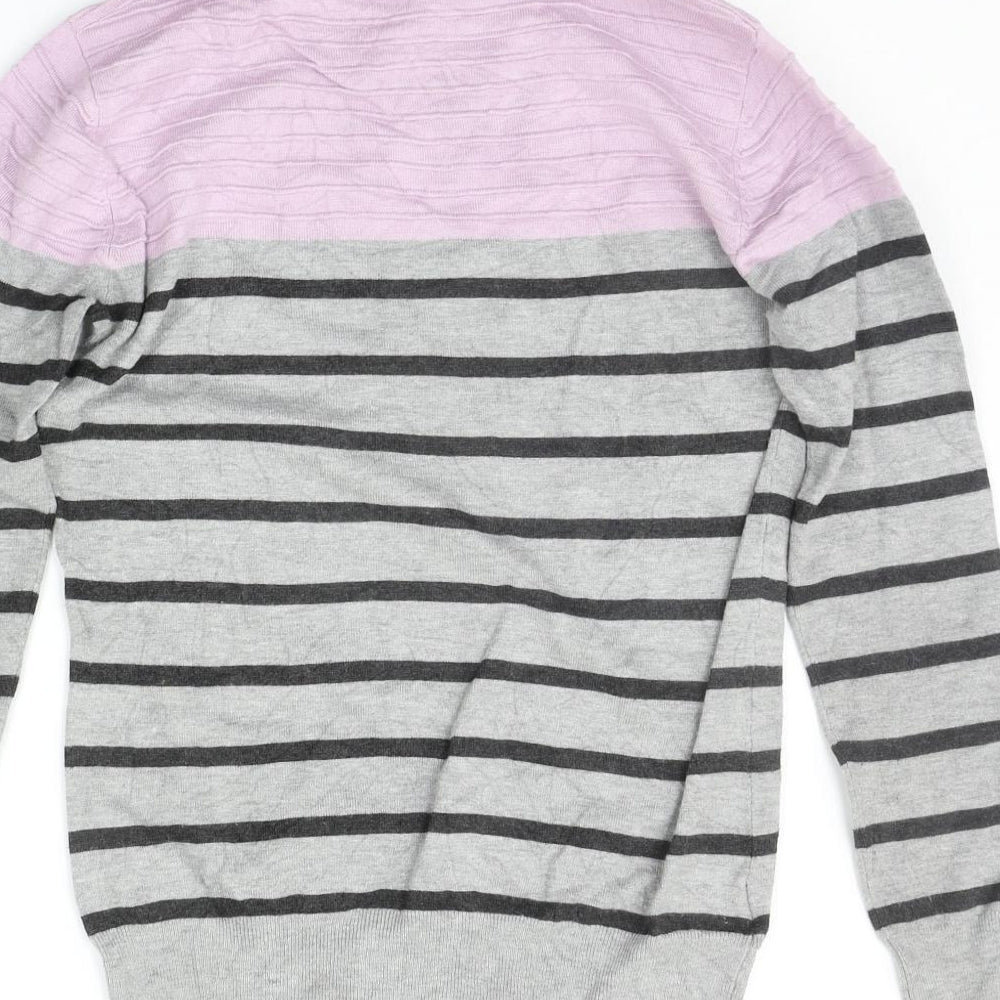 county casual Womens Grey Striped Pullover Jumper Size S