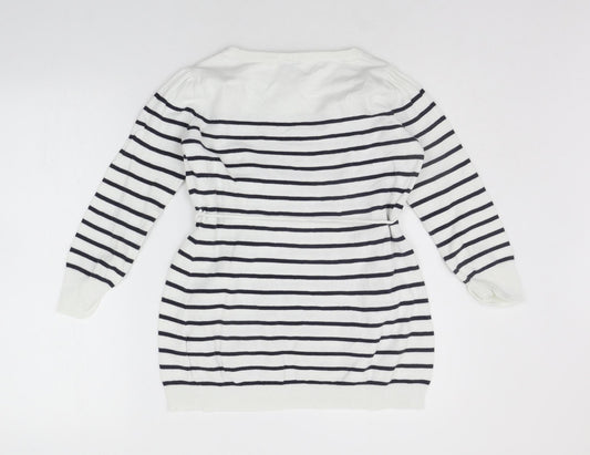 H&M Womens White Striped Pullover Jumper Size S