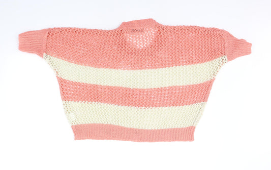 Internacionale Womens Orange Striped Pullover Jumper Size 10