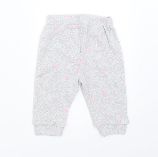 Mothercare Girls Grey Jogger Trousers Size 0-3 Months