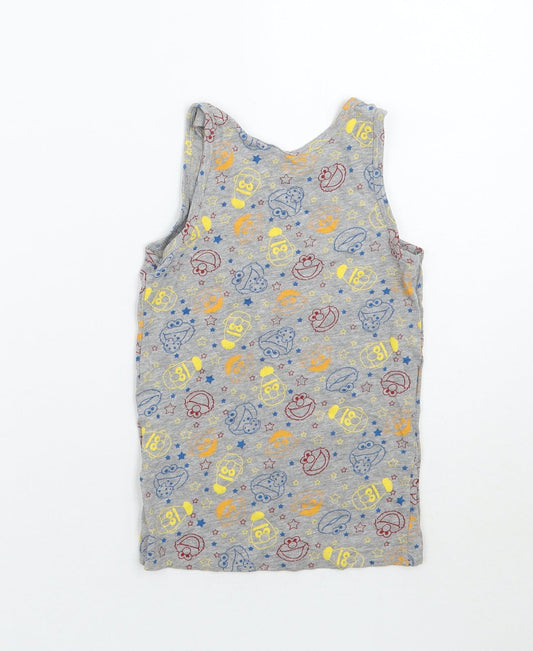 Sesame Street Boys Grey Geometric Basic Tank Size 6 Years