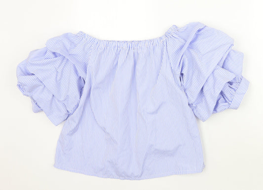 Newlook Womens Blue Striped Basic Blouse Size 8