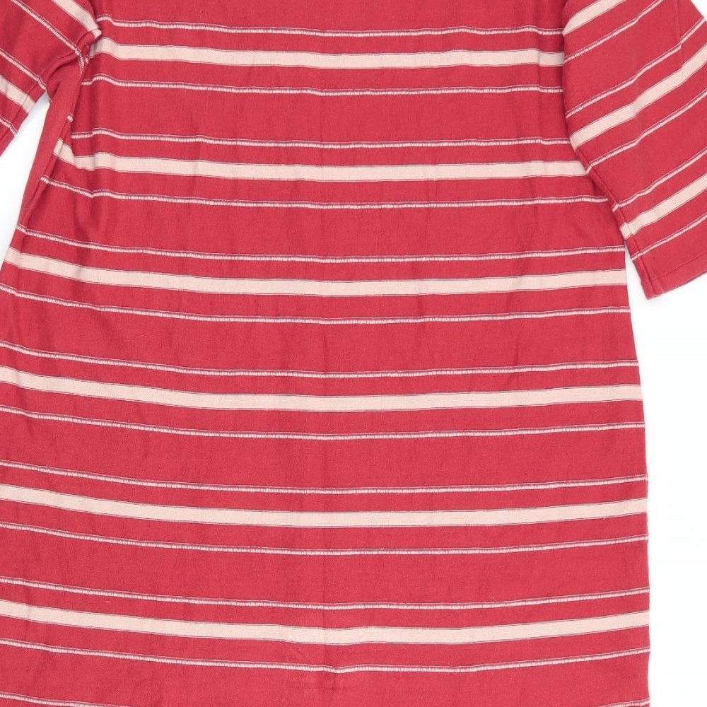 Mosoon Womens Orange Striped Jumper Dress Size L - Dark Terracotta & Beige stripe