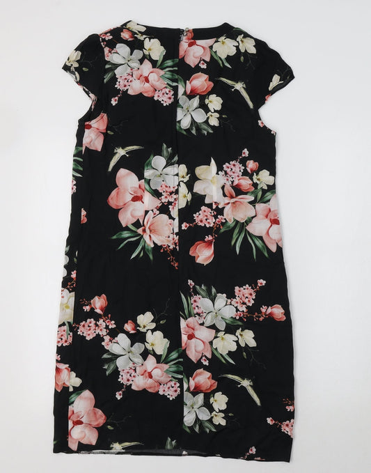 Dorothy Perkins Womens Black Floral A-Line Size 8