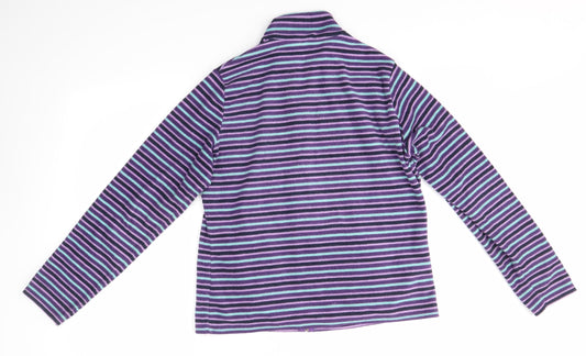 M&S Womens Purple Striped Full Zip Jumper Size M