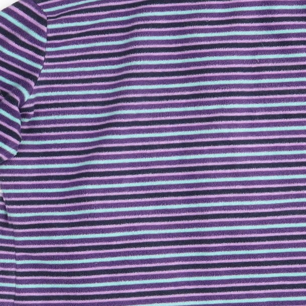 M&S Womens Purple Striped Full Zip Jumper Size M