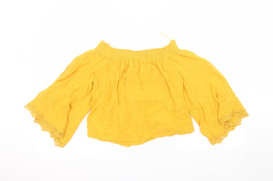 Miss Selfridge Womens Yellow Basic T-Shirt Size 6