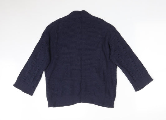 ISLE Womens Blue Striped Cardigan Jumper Size S