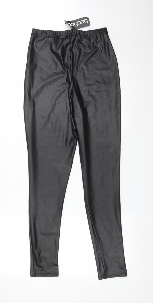 Boohoo Womens Black Leggings Size 8 L28 in