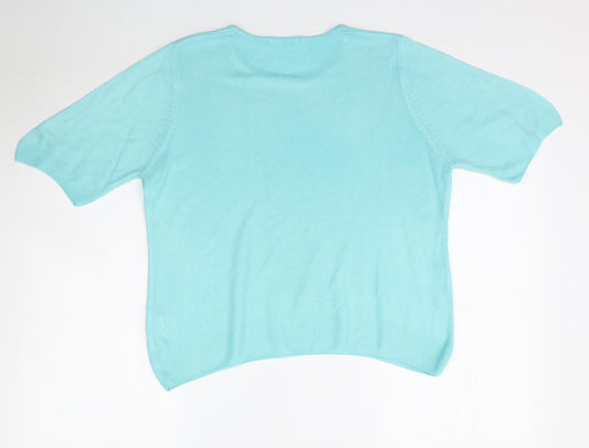 Marks and Spencer Womens Blue Knit Basic T-Shirt Size 14