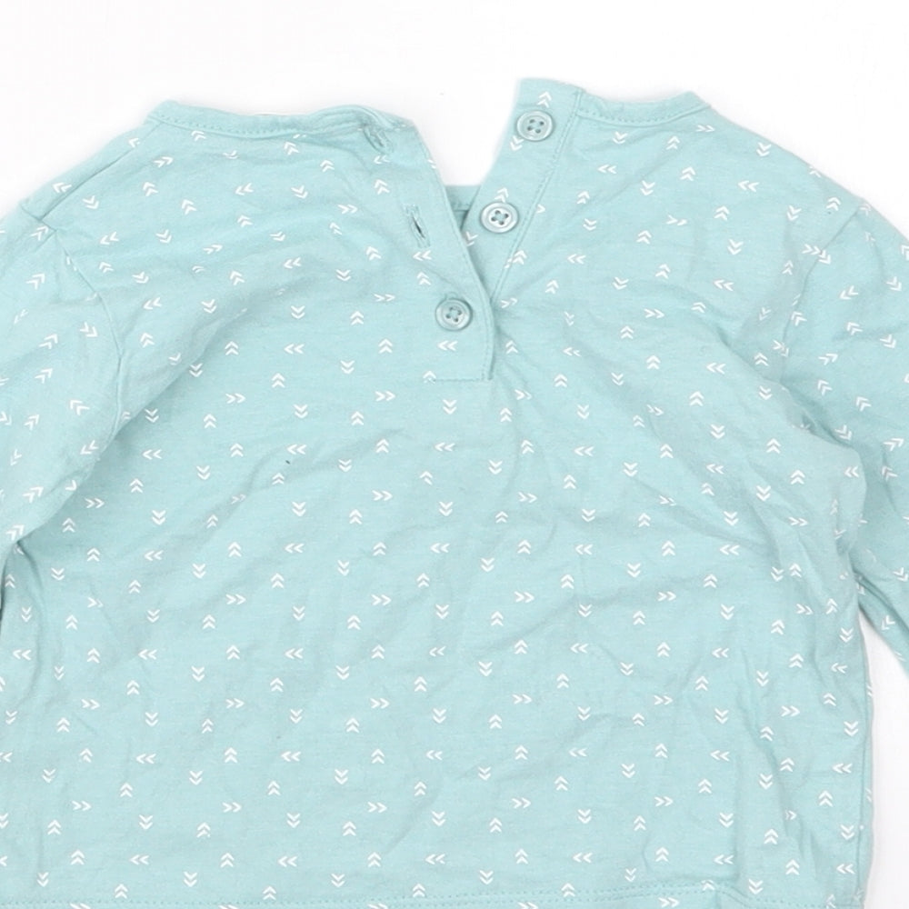 John Lewis Girls Blue Geometric Basic T-Shirt Size 9-12 Months