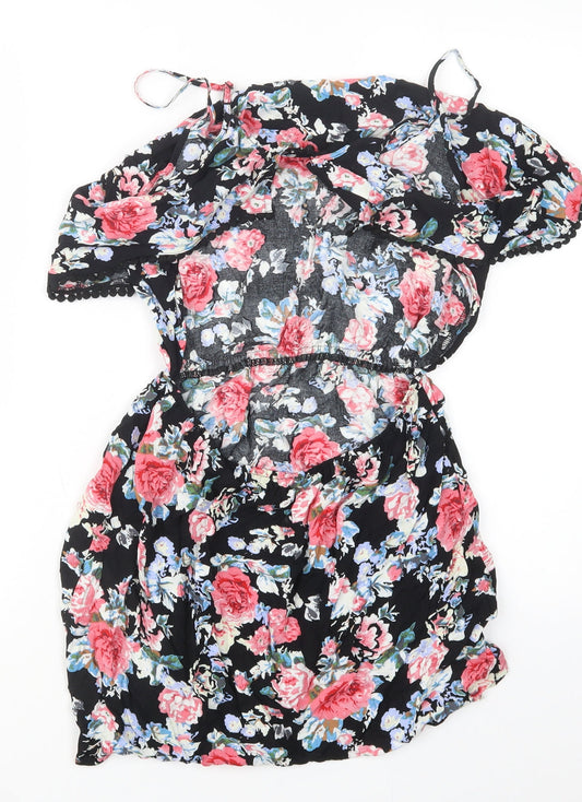 Select Womens Black Floral Mini Size 10