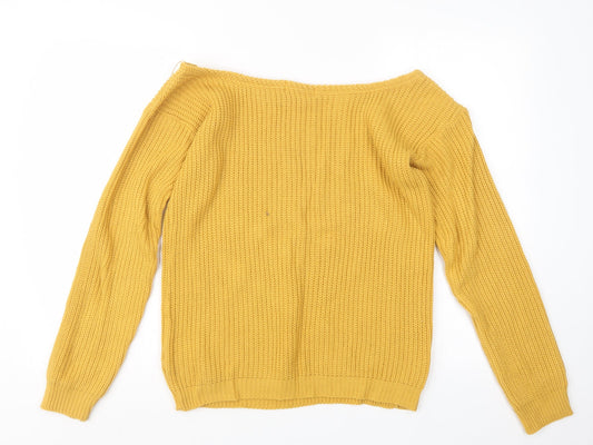 Missguided Womens Yellow Knit Pullover Jumper Size M