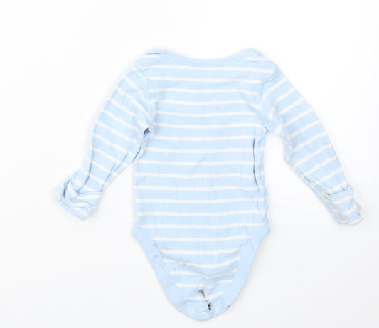 Marks and Spencer Boys Blue Striped Babygrow One-Piece Size 3-6 Months