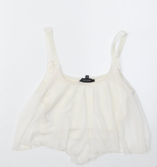 New Look Womens White Cropped T-Shirt Size 10