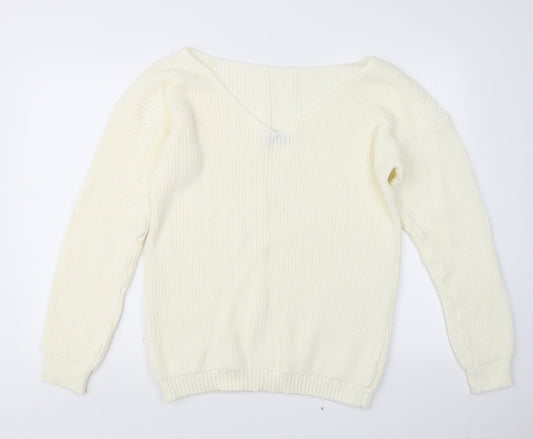 Boohoo Womens Ivory Knit Pullover Jumper Size S