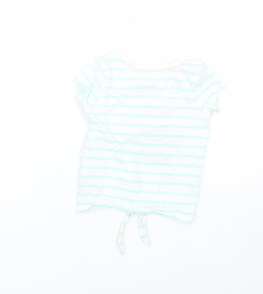 Disney Girls Blue Striped Basic T-Shirt Size 9-12 Months - Minnie Mouse