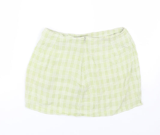 Motel Womens Green Plaid Mini Skirt Size S