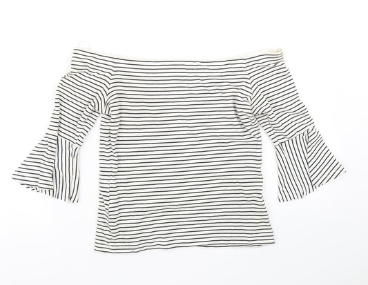 Topshop Womens Blue Striped Basic T-Shirt Size 8
