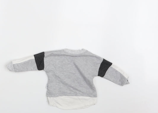 Baby Go Boys Grey Striped Basic T-Shirt One Size
