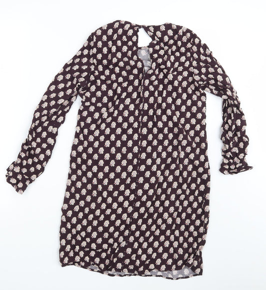 H&M Womens Purple Floral Shirt Dress Size 10