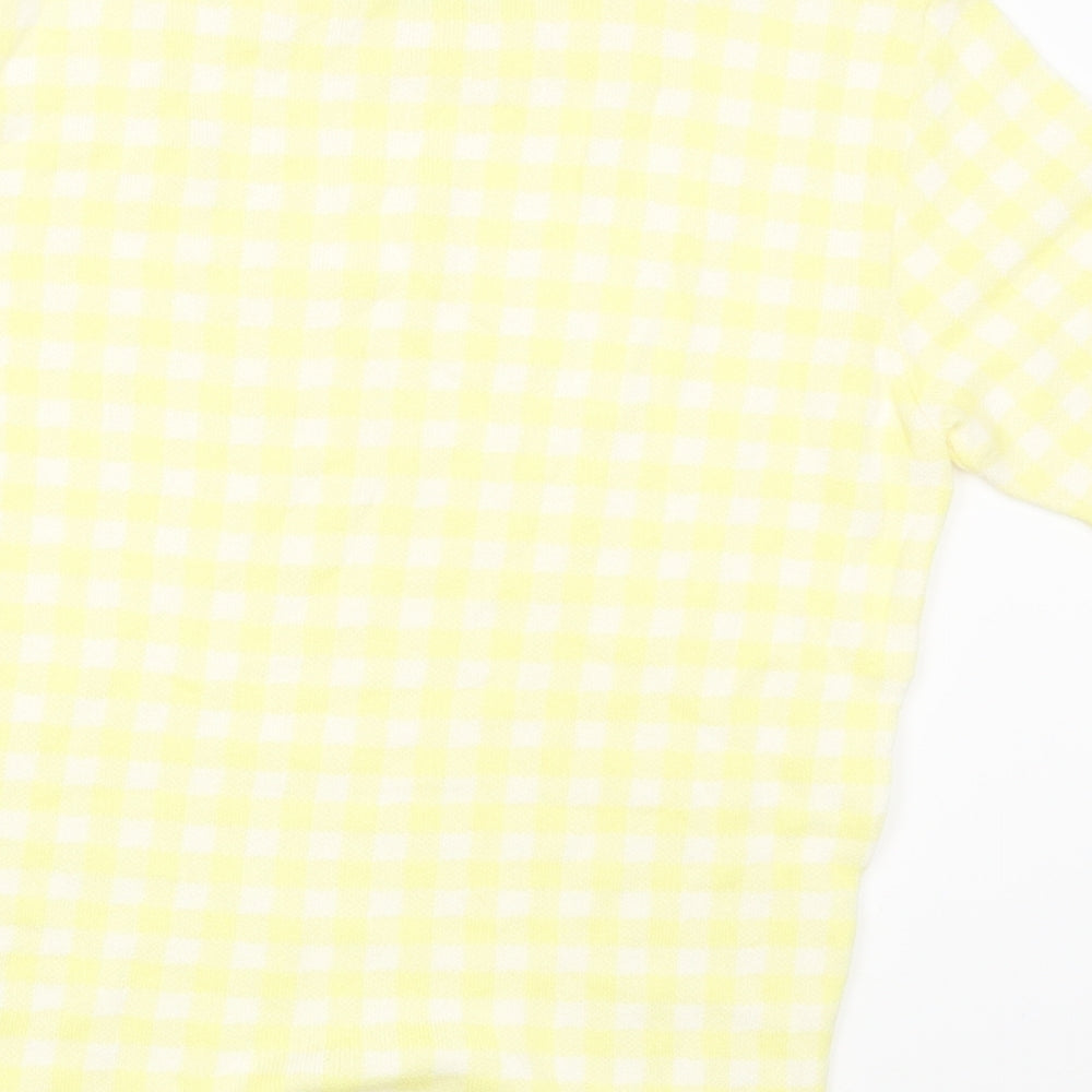M&S Womens Yellow Geometric Knit Pullover Jumper Size 10