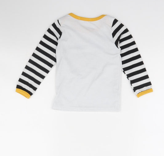 Preworn Girls White Striped Basic T-Shirt Size 4 Years