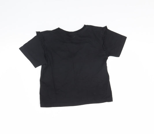 Preworn Girls Black Camisole T-Shirt Size 7 Years - Unicorns