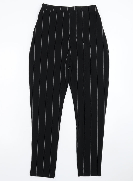 Cameo Womens Black Striped Trousers Size 10 L27 in