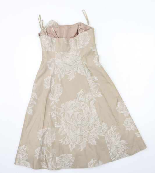 Debut Womens Brown Floral Ball Gown Size 8