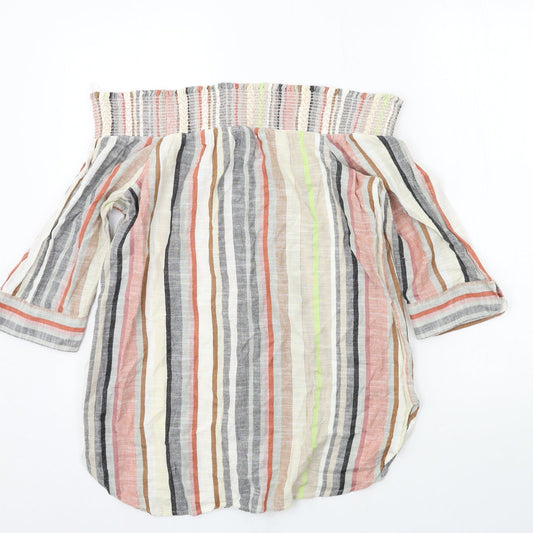 NEXT Womens Multicoloured Striped Basic Blouse Size 12